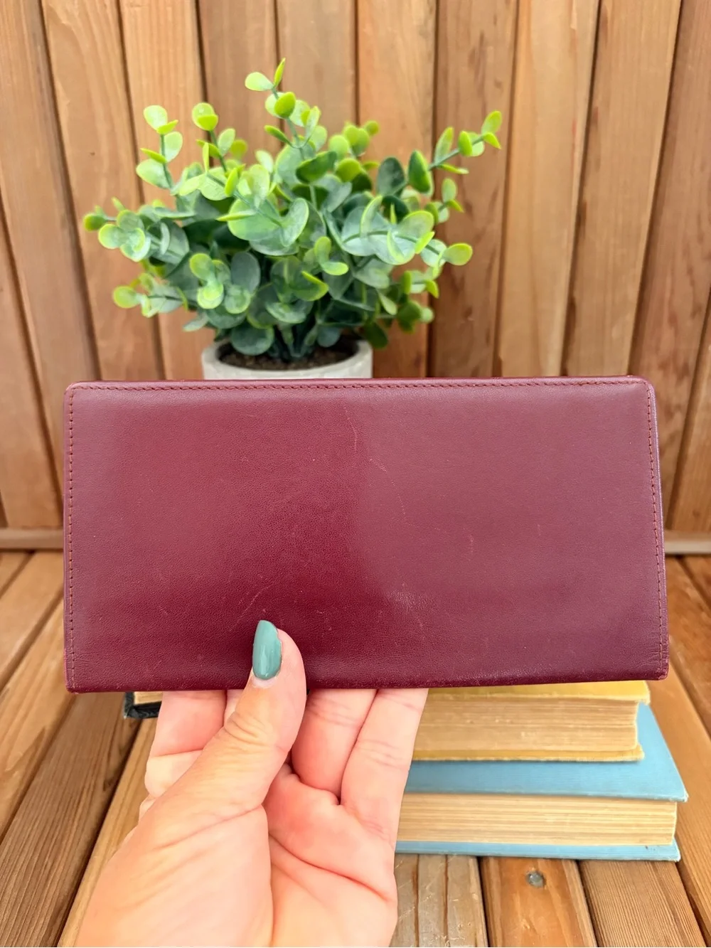 Cartier Paris Vintage Burgundy Leather Long Wallet, Gold Corner